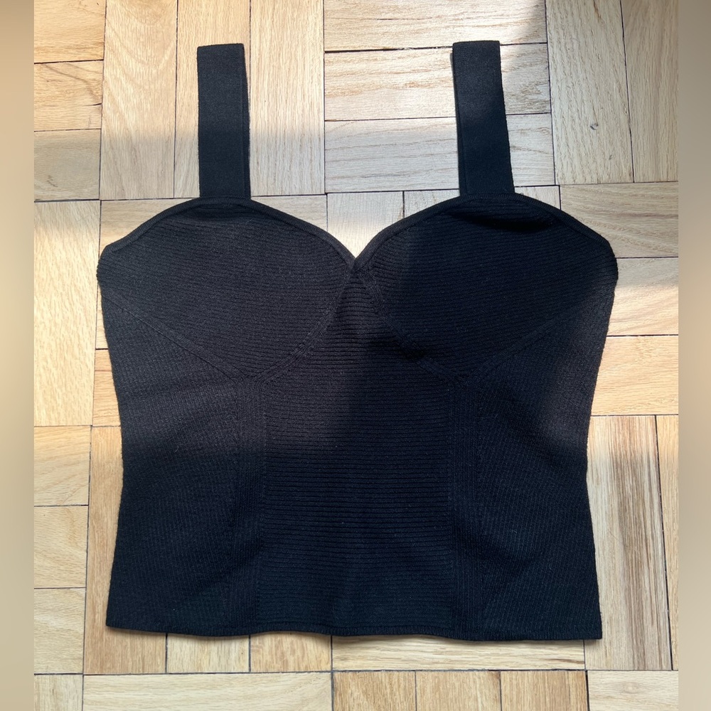 NWT. Express Black Ribbed Knit Bustier Top. Size S.